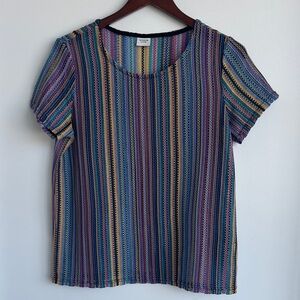 Colorful Striped Short Sleeve Women's Top